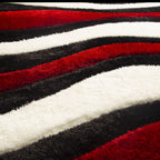 Plush Fluffy Shine 3D Wave Red White Black Shag Area Rug/Carpet