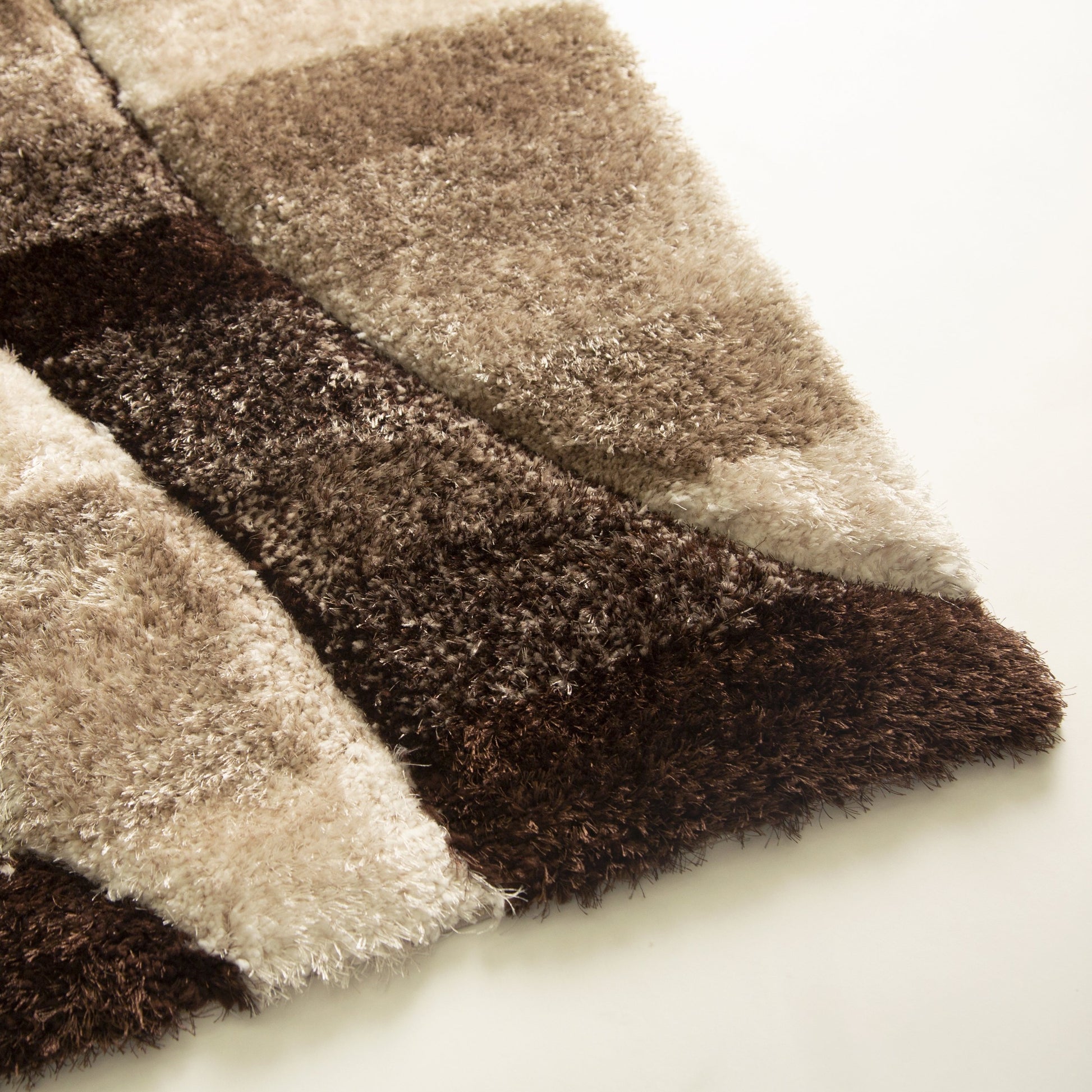 Plush Fluffy Shine 3D Wave Earth Tones/Brown Shag Area Rug/Carpet