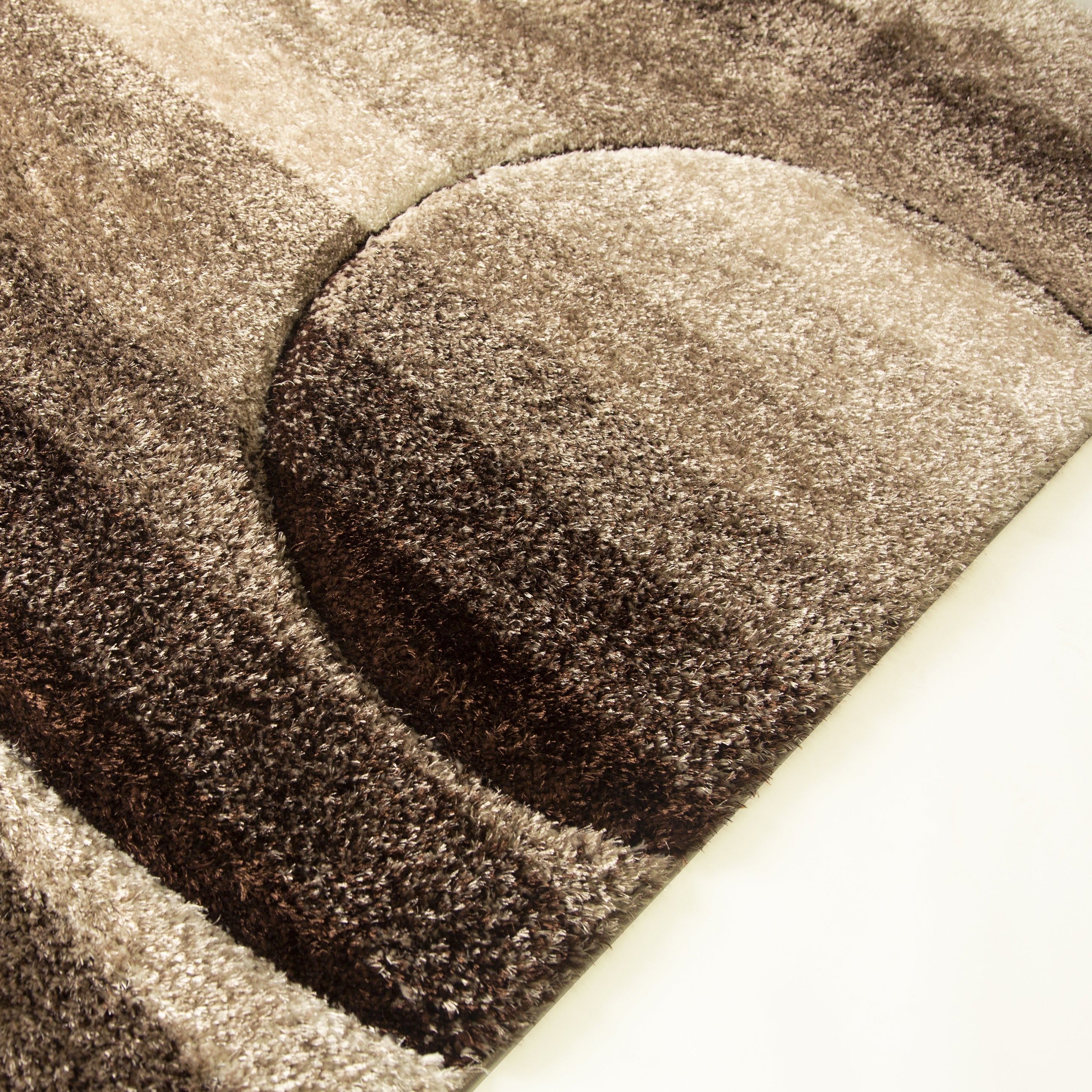 Plush Fluffy Shine 3D Earth Tone/Brown/Beige Shag Area Rug/Carpet