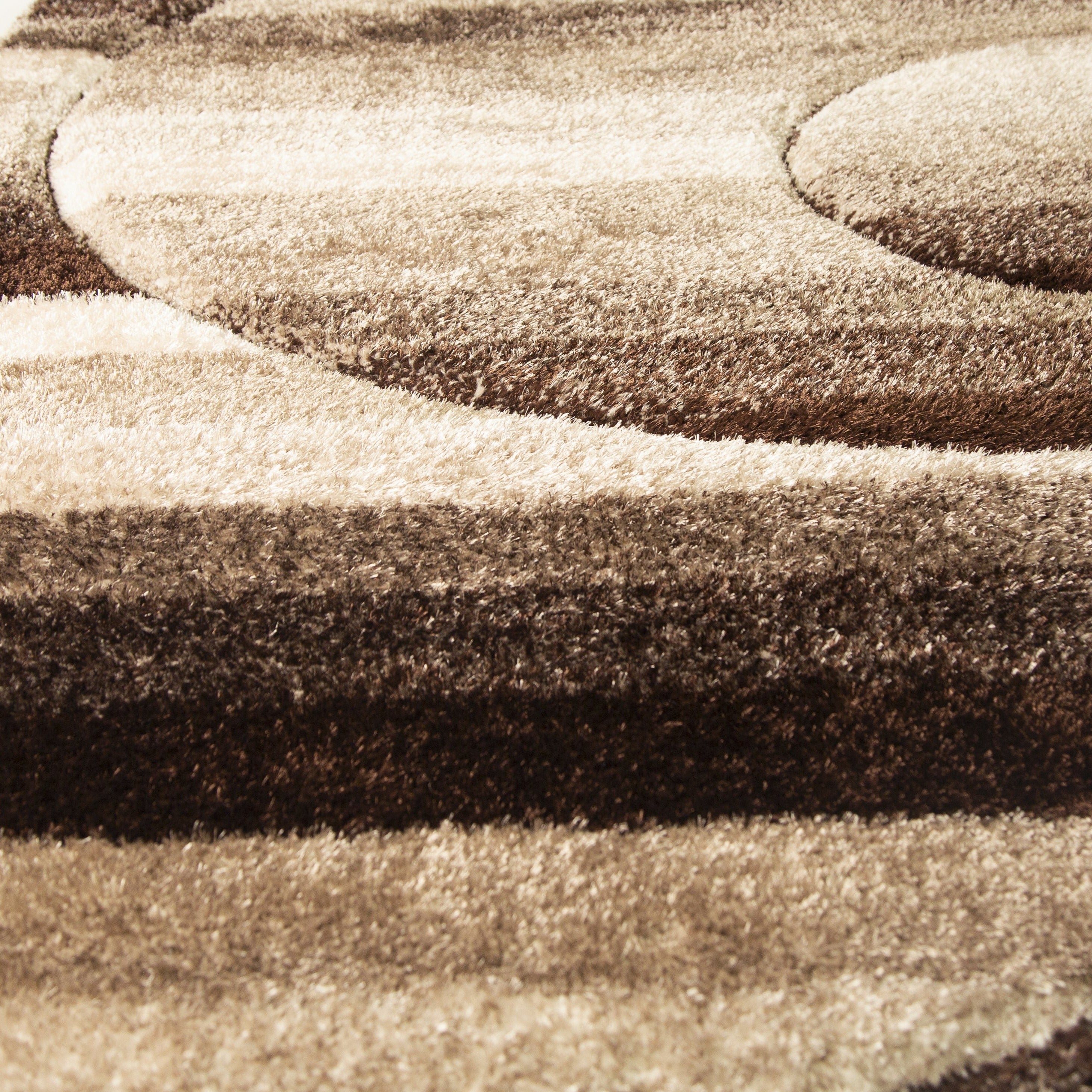 Plush Fluffy Shine 3D Earth Tone/Brown/Beige Shag Area Rug/Carpet