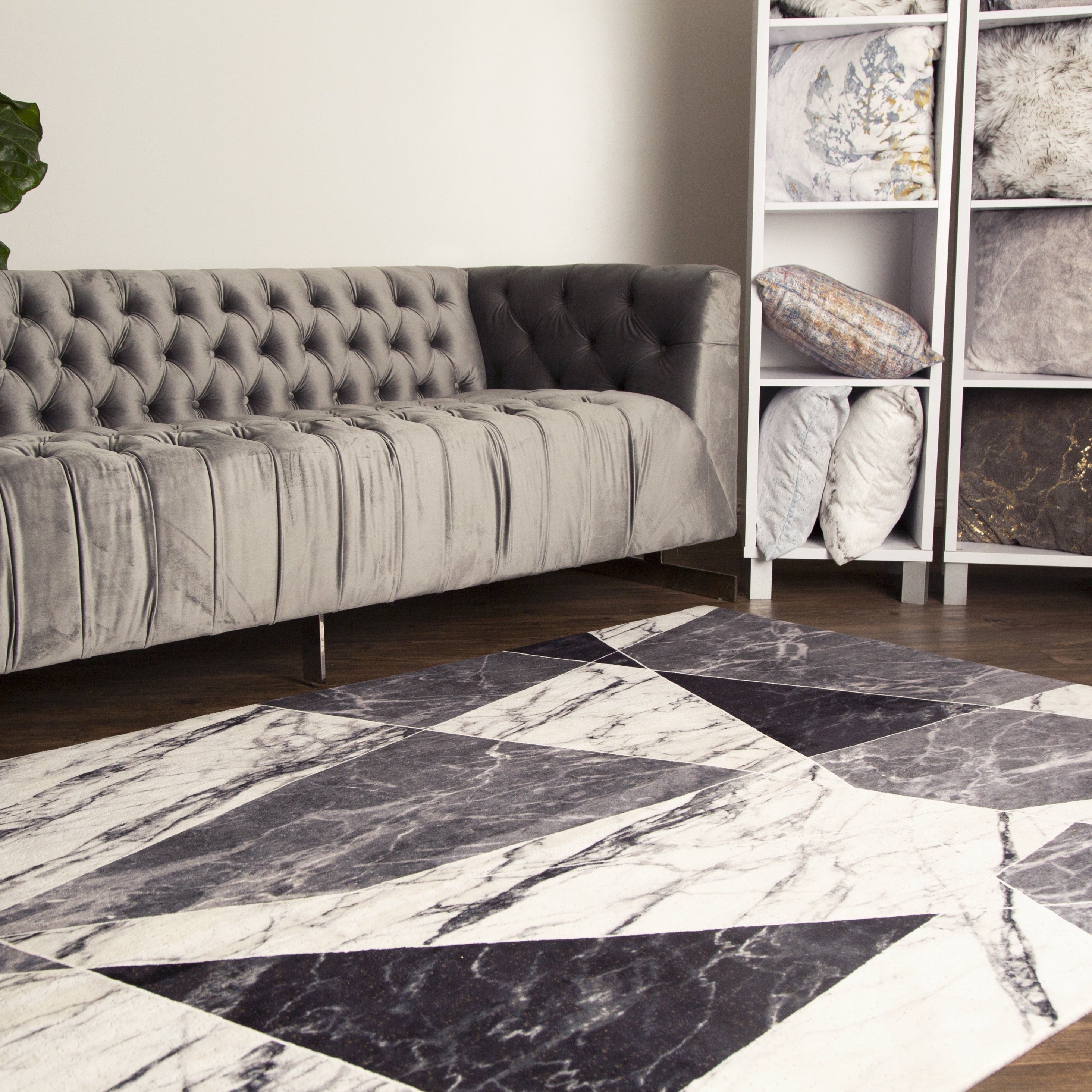 Ultra-soft Cozy Abstract Shimmery Foil Illuminating Area Rug/Carpet