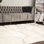 Soft Cozy Rock 3D Design Shag Area Rug/Carpet White