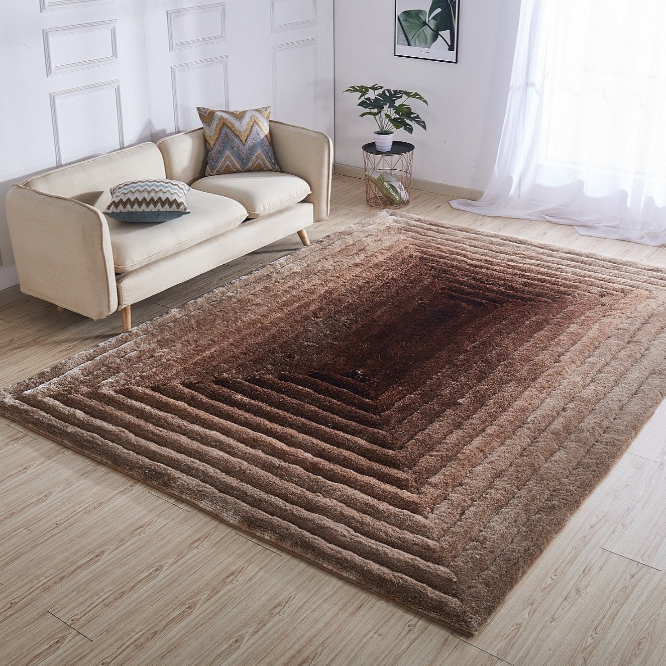 Soft Three Dimensional Polyester Viscose Hand Tufted 3D 305 Shag Area Rug by Rug Factory Plus
