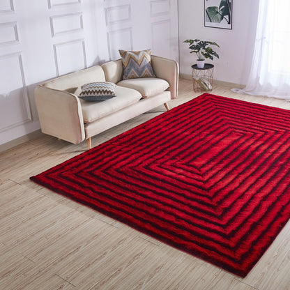 Soft Cozy Fluffy 3D Viscose Feel Red Shag Area Rug/Carpet