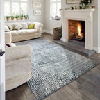 Soft Shiny Cozy Comfort Abstract Navy Blue Ivory Design Area Rug/ Carpet