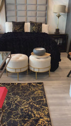 Braided Fluffy Faux Fur Chinchilla Black Bed Cover/ Coverlet/ Bed Spread/ Blanket/ Comforter/ King Cal Size - Queen Size