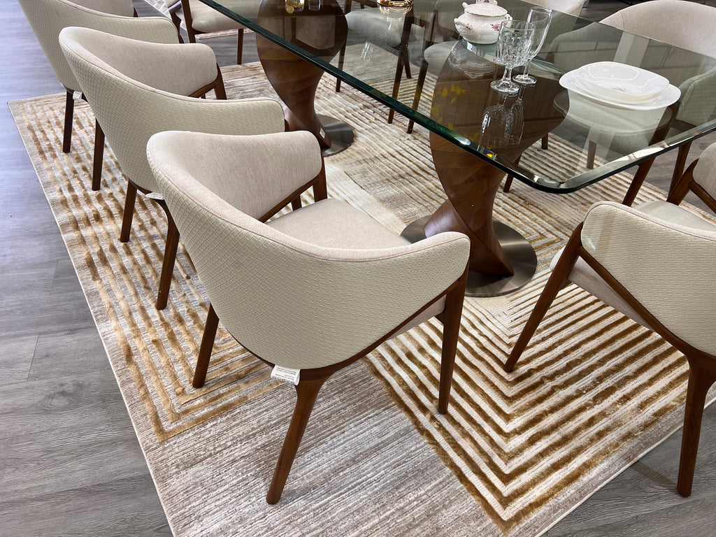 Abstract Crème Beige Rug with Gold Bronze Geometrical Double Stacked Square High-Low Design - METZ 4207.