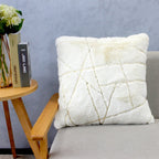 Golden Faux Fur Glow Fluffy Extra Soft Shimmery Foil Illuminating Effect Throw Pillow/Positioner -Metallica Pillow Collection