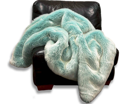 Soft Faux Gray Blue Fox Fur Throw/Blanket/ Quilt/ Coverlet