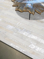 Handmade White Metallic Patchwork Cowhide Area Rug PCH200