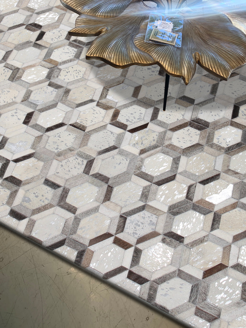 Handmade Natural Leather Patchwork Modern Style Cowhide Area Rug