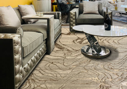 Polyester Earth Tones Viscose Blend Abstract Design Rug/Carpet - Style# Maximus 233 - Color-Changing Flat Weave Rug