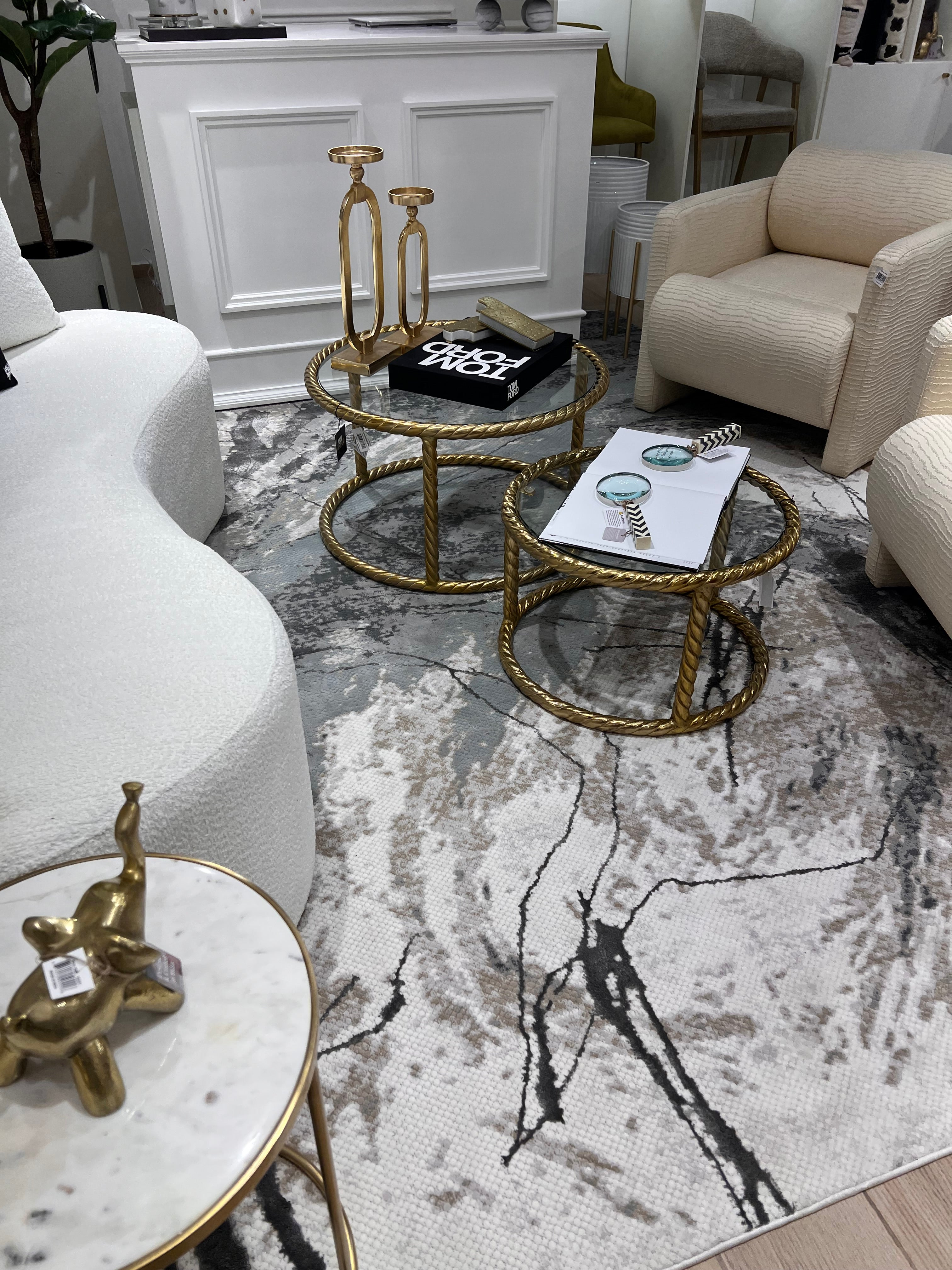 Abstract Marbled High-Low Rug in Crème Beige with Charcoal Tone-on-Tone Design, Faded Teal & Mocha Accents - METZ 4202.