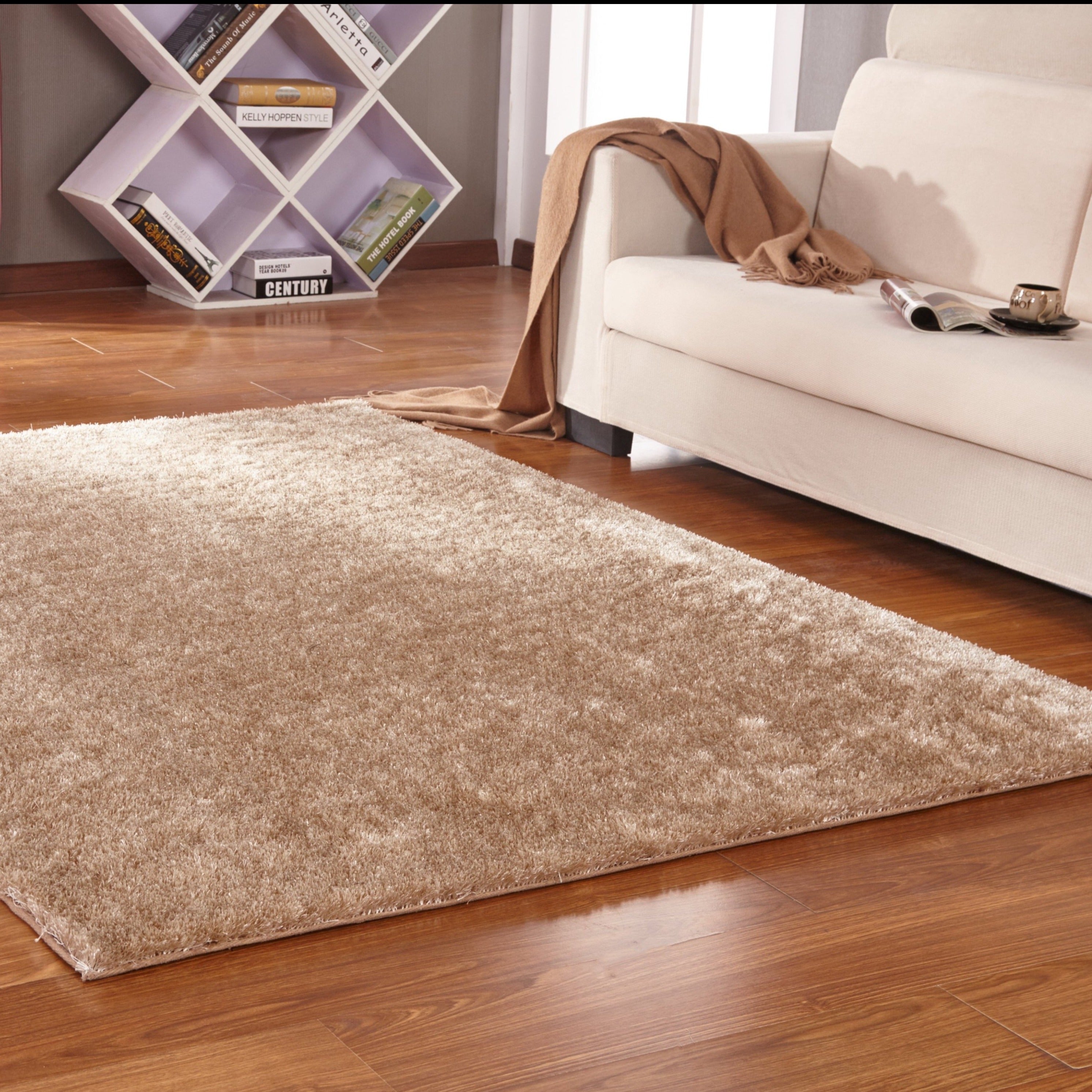 Soft Vibrant Shimmery Cozy Fluffy Plush Shag Area Rug/Carpet 