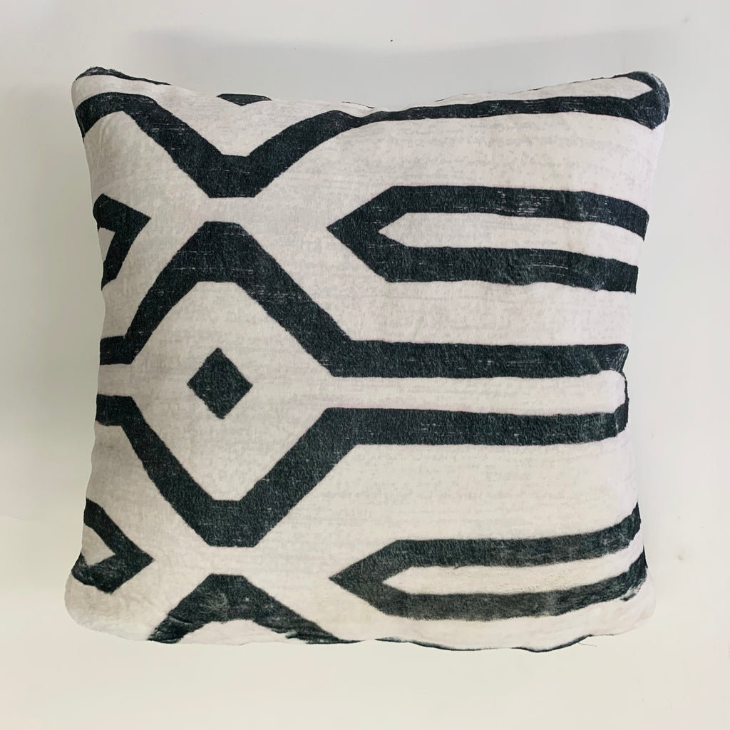 Soft Cozy Fuzzy Faux Fur Mosaic Floral Print Pillow