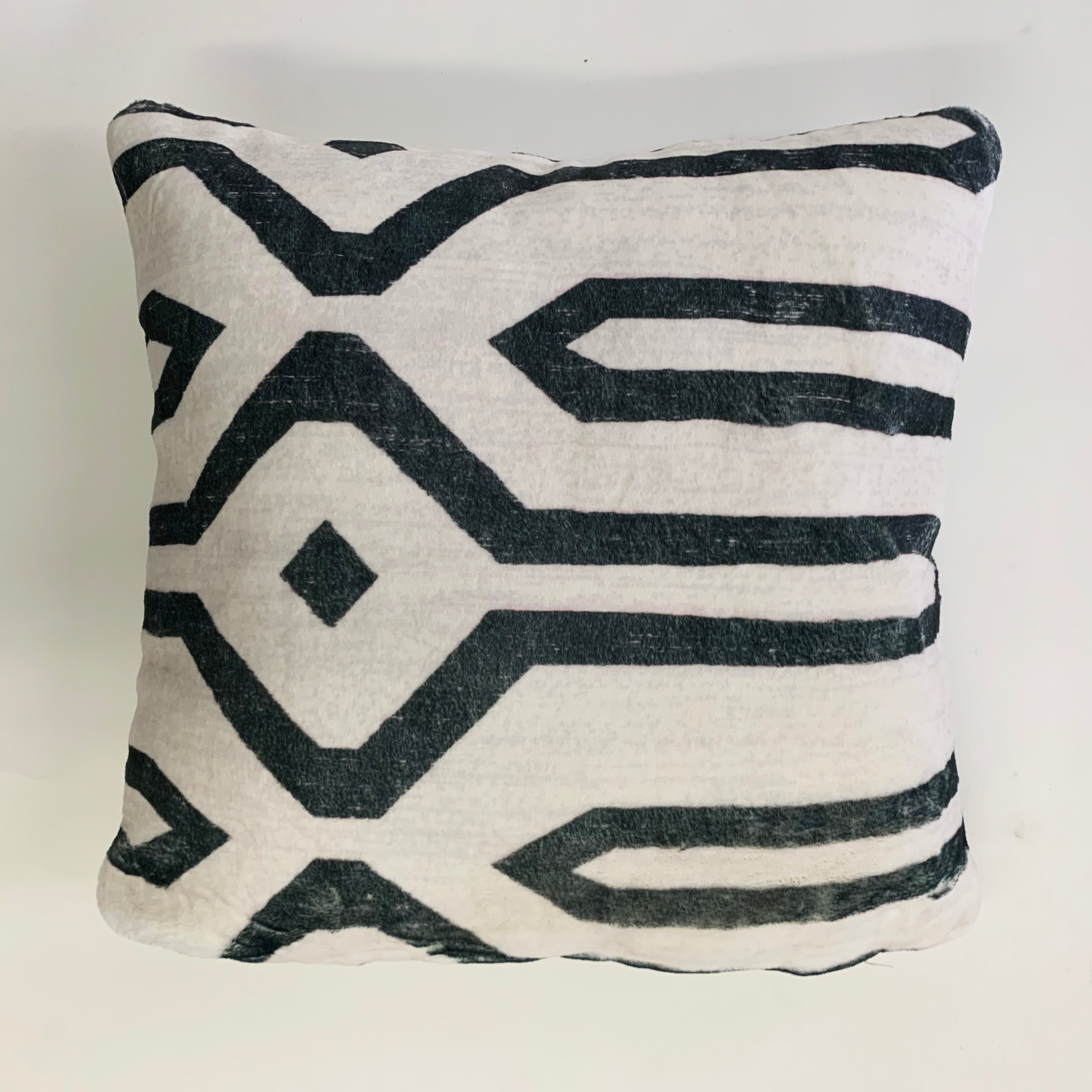 Soft Cozy Fuzzy Faux Fur Mosaic Floral Print Pillow