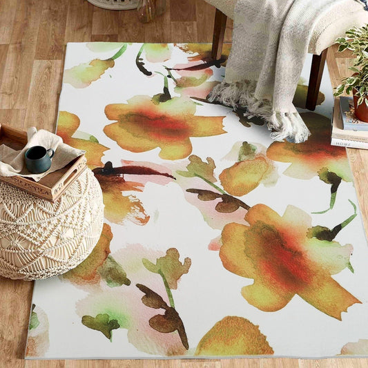 Floral Leaf Soft Print Cozy Faux Fur Carpet/Area Rug