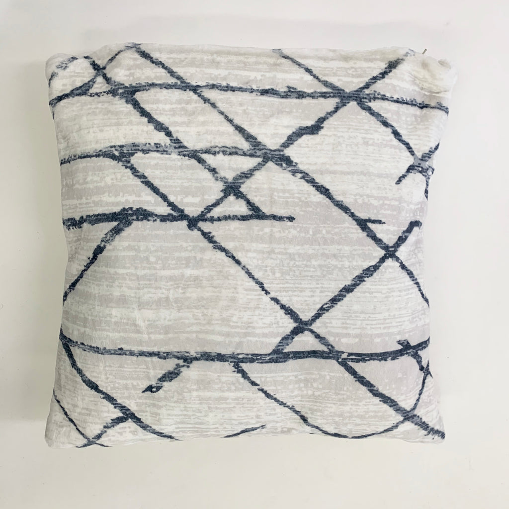 Soft Cozy Fuzzy Faux Fur Mosaic Floral Print Pillow