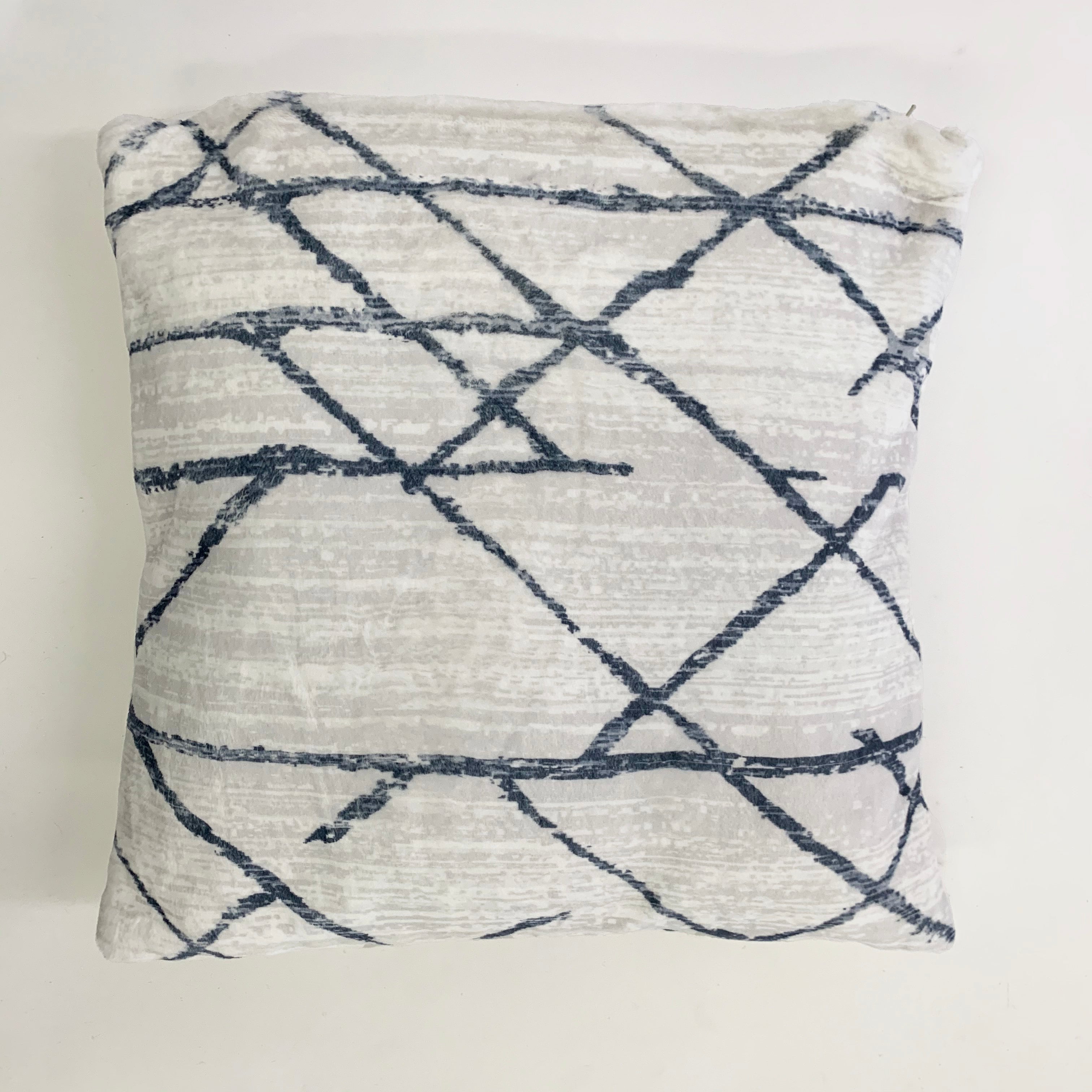 Soft Cozy Fuzzy Faux Fur Mosaic Floral Print Pillow