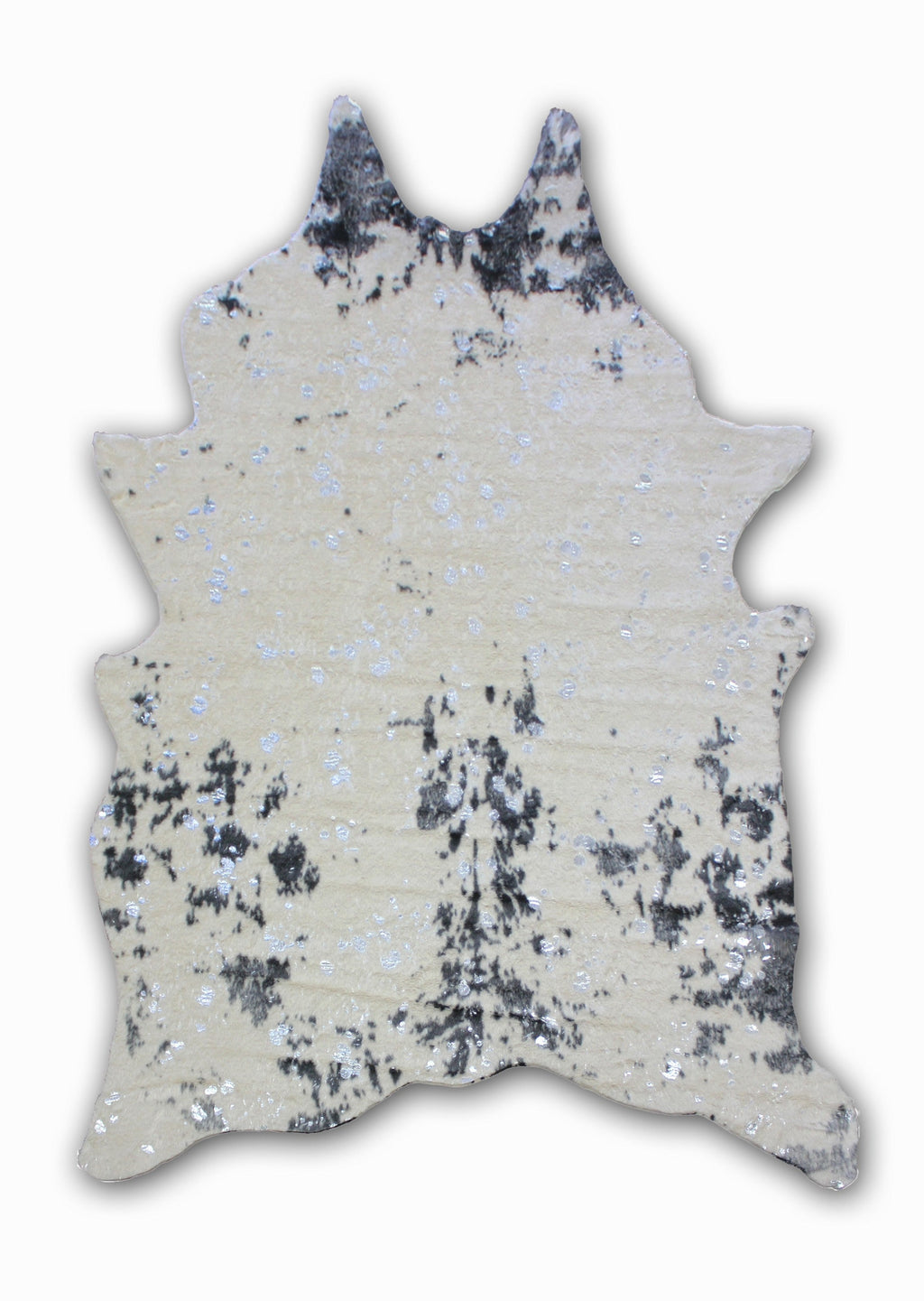 Vegan Cream Metallic Shinny Glow Faux Hide/Cowhide Area Rug/Carpet