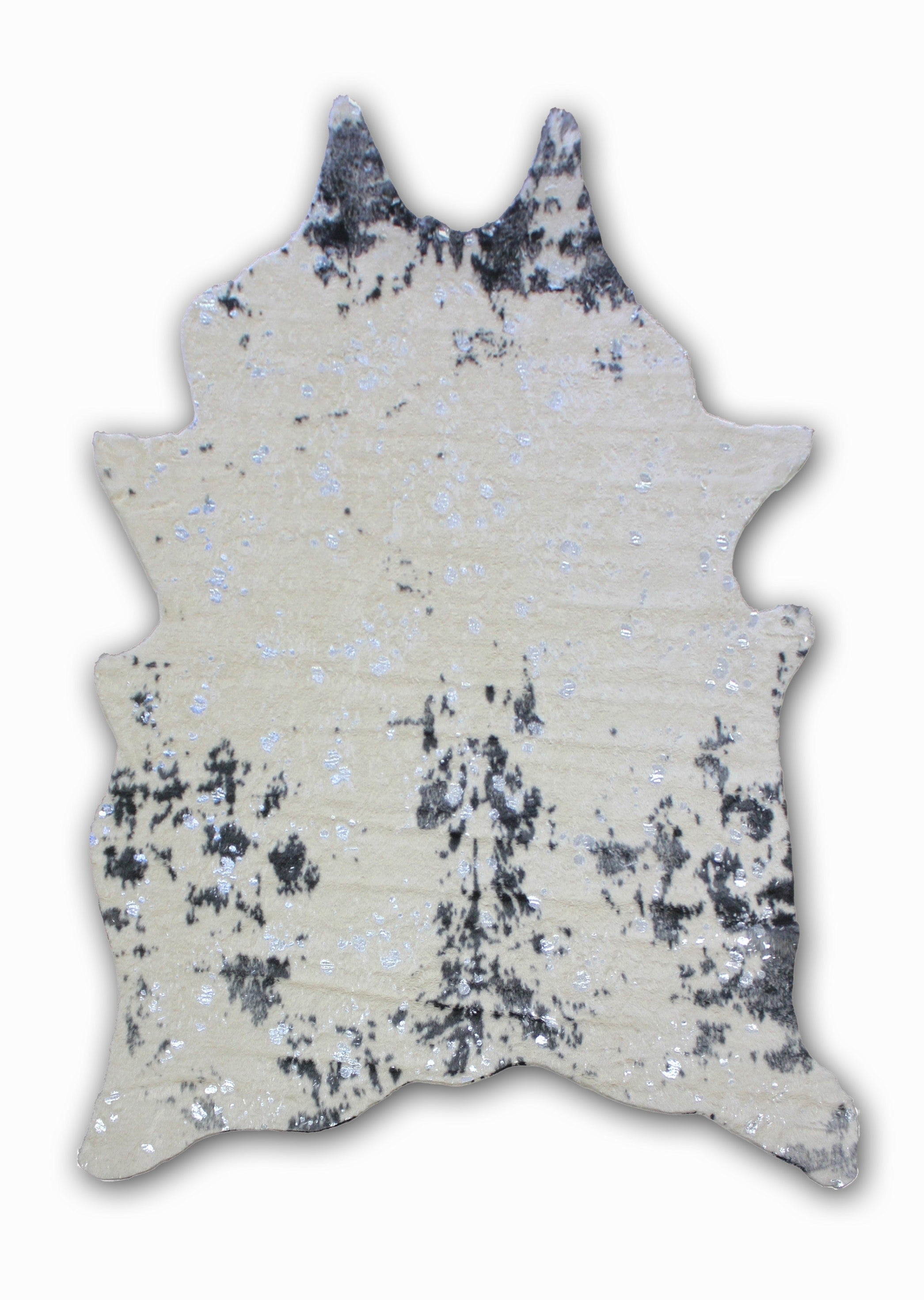 Vegan Cream Metallic Shinny Glow Faux Hide/Cowhide Area Rug/Carpet