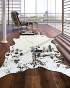 Vegan Cream Metallic Shinny Glow Faux Hide/Cowhide Area Rug/Carpet