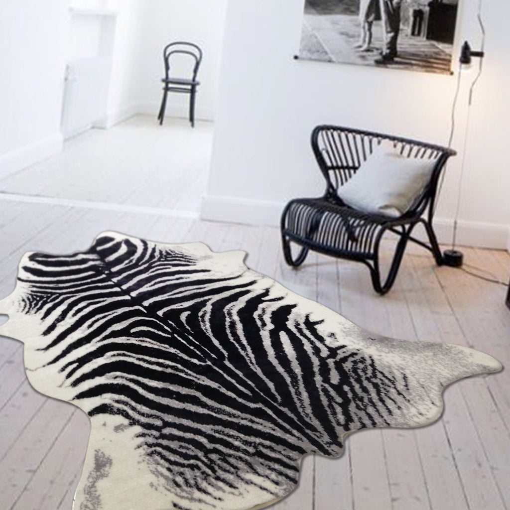 Zebra&nbsp;Print Vegan Faux Hide/Cowhide Area Rug/Carpet