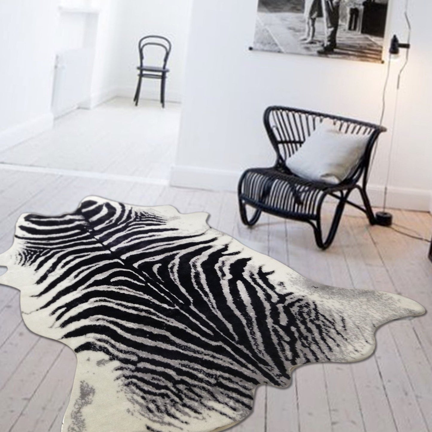 Zebra&nbsp;Print Vegan Faux Hide/Cowhide Area Rug/Carpet