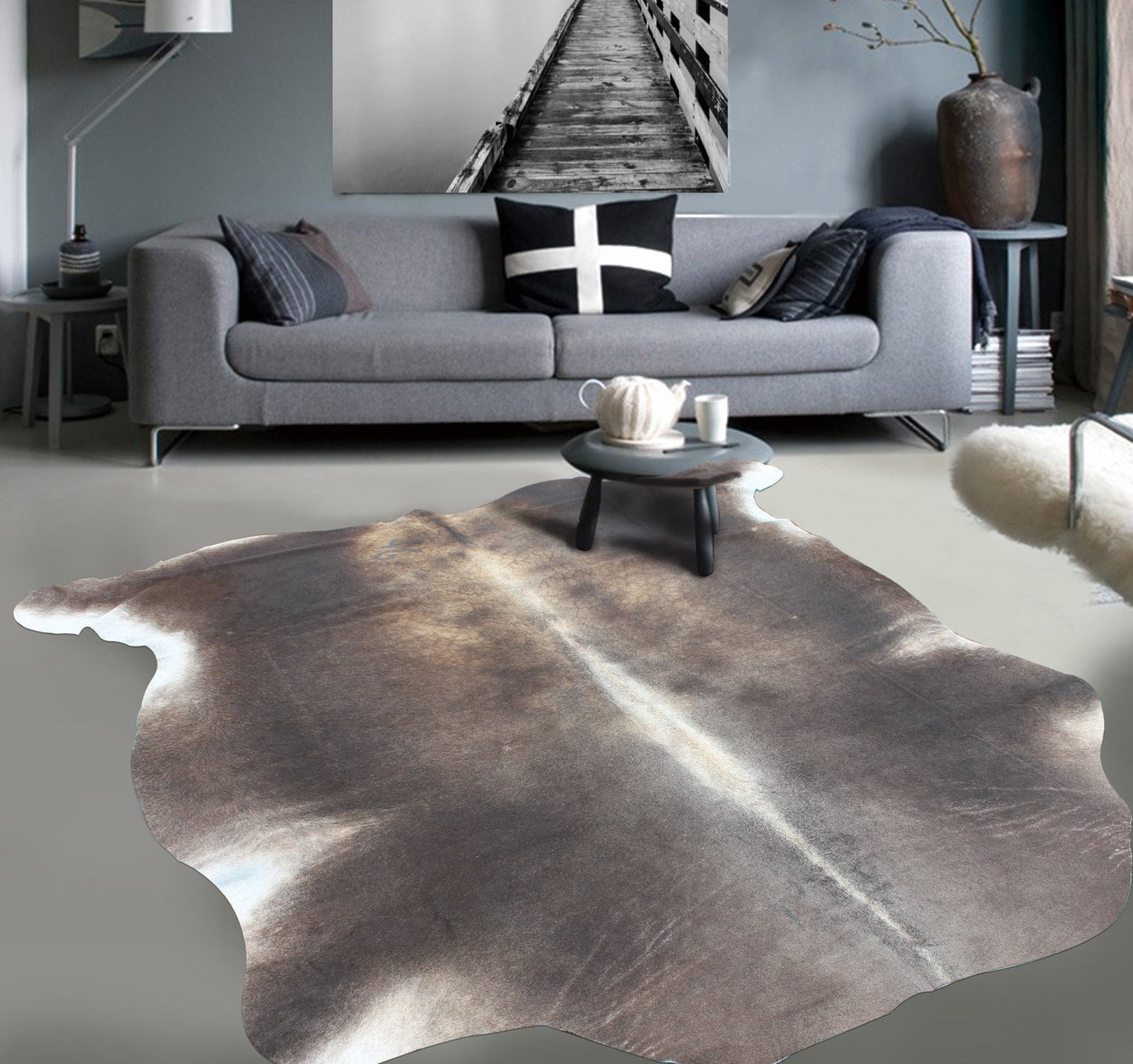 Real Leather Cowhide Cow8 by Rug Factory Plus