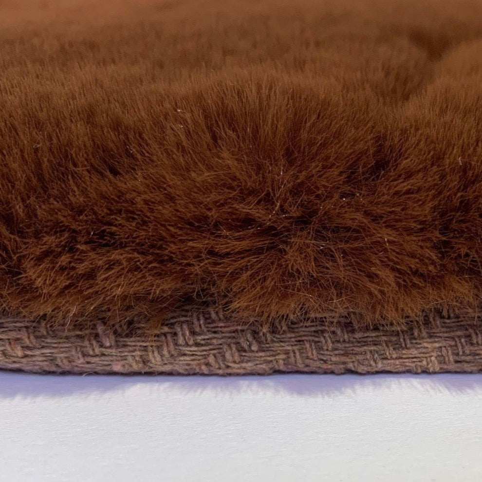 Soft Cozy Fuzzy Faux Fur Brown Clover Pattern Carpet/Rug