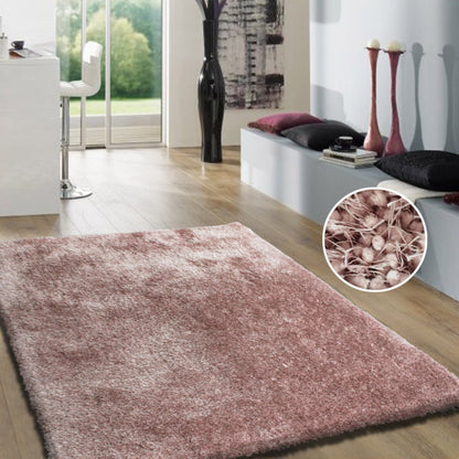 Plush Fluffy Soft Shinny Multi Textural Pink Shag Area Rug/Carpet