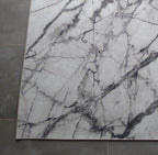 White Marble Vintage Print Design Area Rug/ Carpet