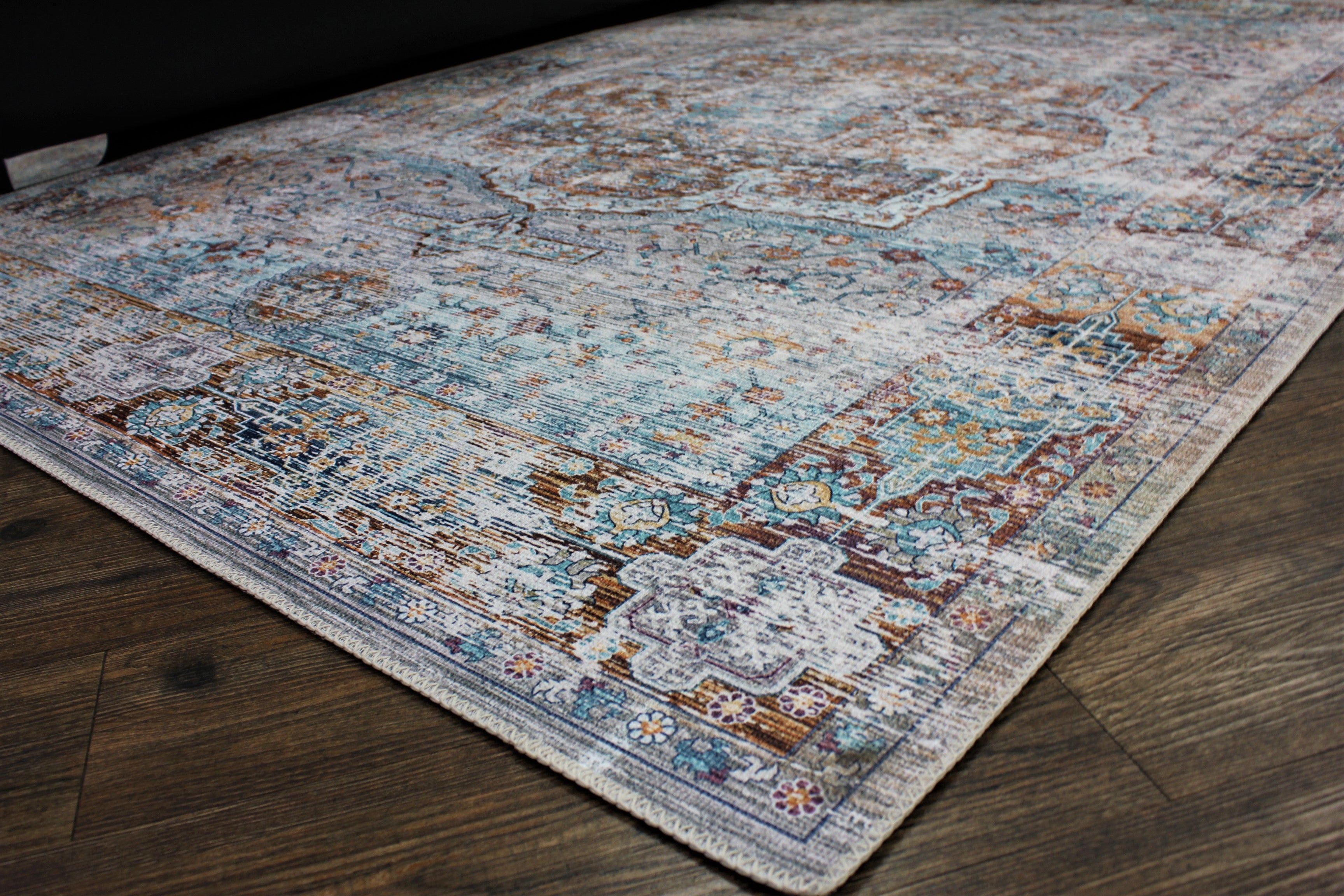 Beige Vintage Faded Design Printed Style Area Rug/ Carpet 