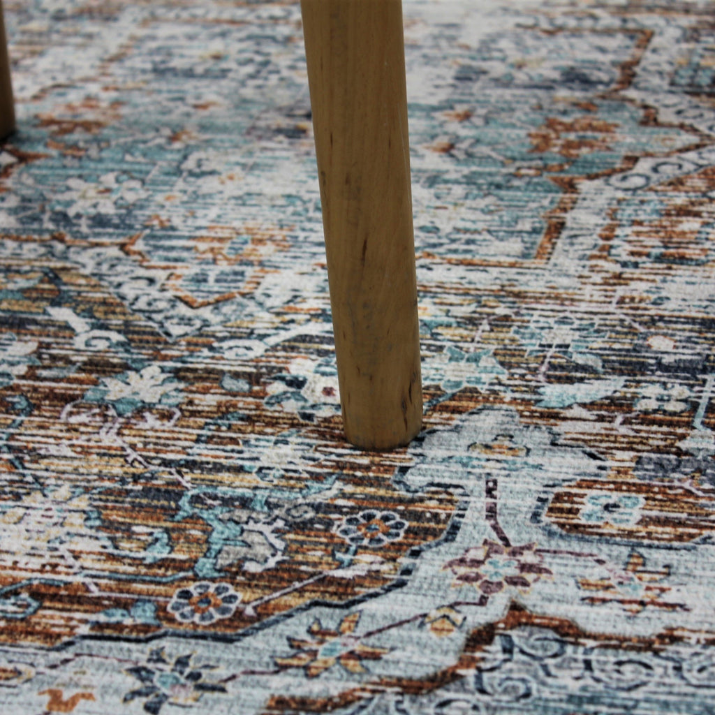 Beige Vintage Faded Design Printed Style Area Rug/ Carpet 