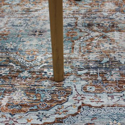 Beige Vintage Faded Design Printed Style Area Rug/ Carpet 