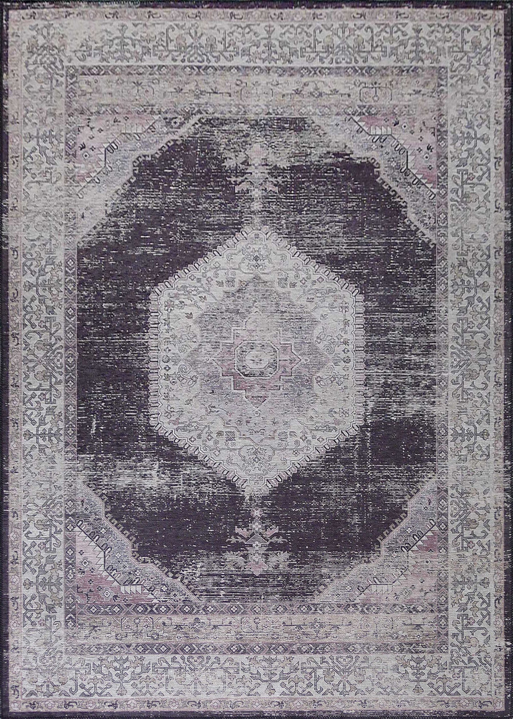 Medallion Vintage Faded Print Style Area Rug/ Carpet