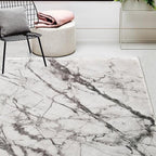 White Marble Vintage Print Design Area Rug/ Carpet