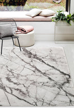 White Marble Vintage Print Design Area Rug/ Carpet