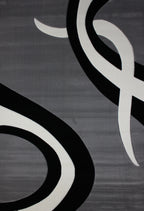Soft Cozy 3D Look Black Gray Design Area Rug/ Carpet