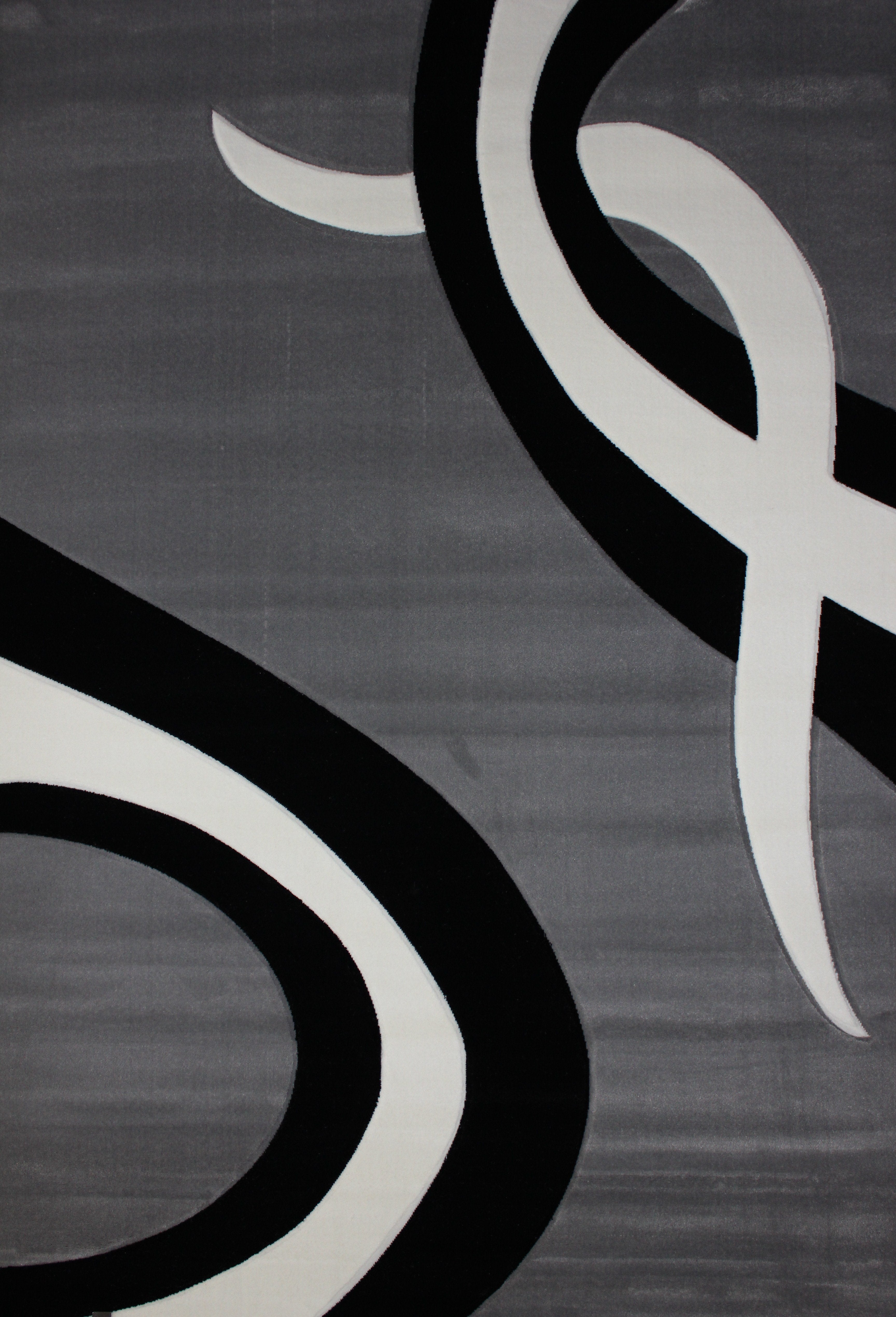 Soft Cozy 3D Look Black Gray Design Area Rug/ Carpet