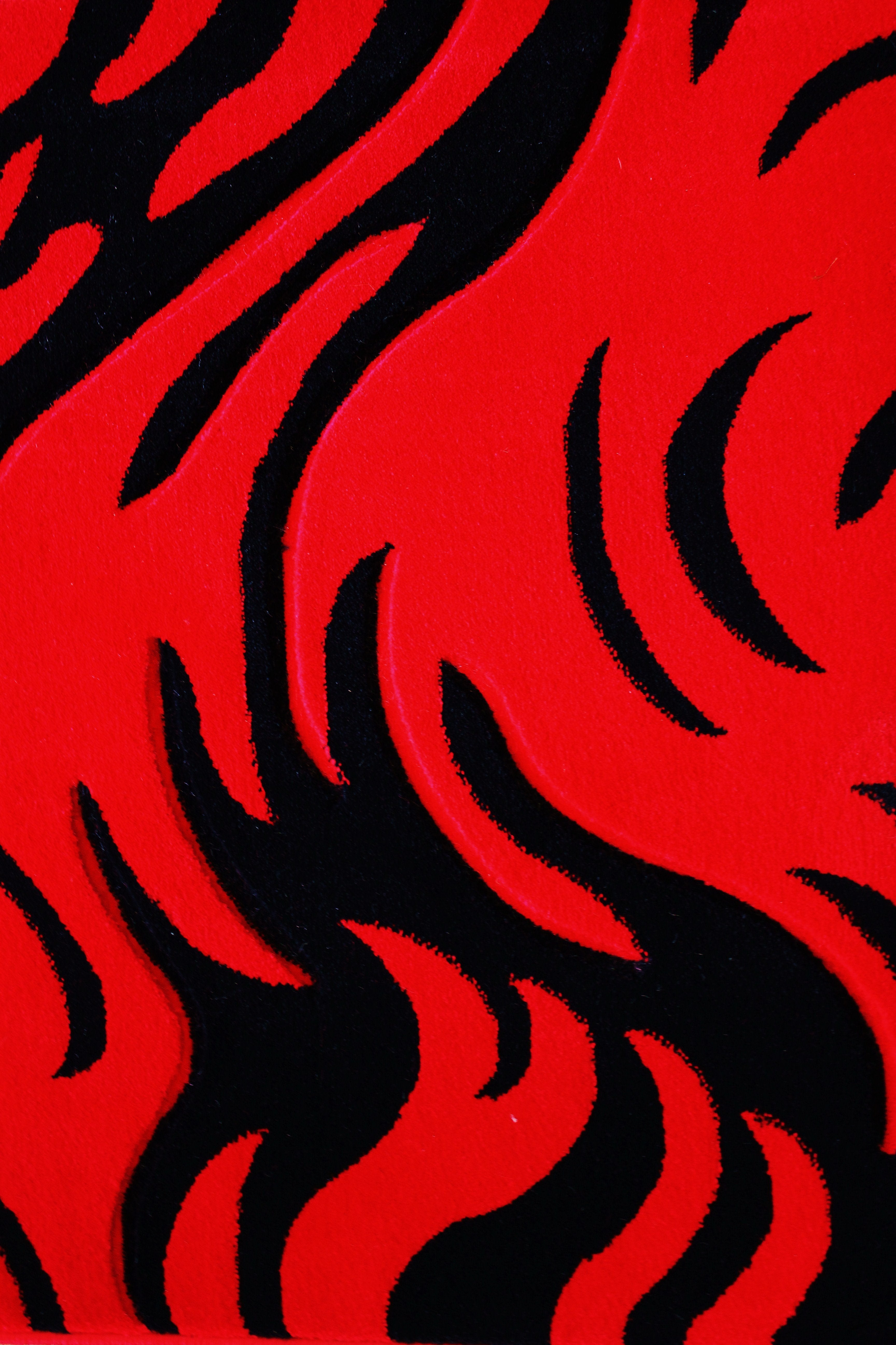 Soft Cozy 3D Look Red Fire Flame Area Rug/ Carpet 
