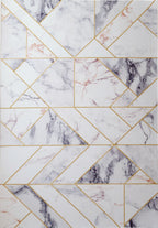 White Marble Multicolor Triangle Abstract Soft Fluffy Cozy Comfortable Print Design Area Rug/ Carpet