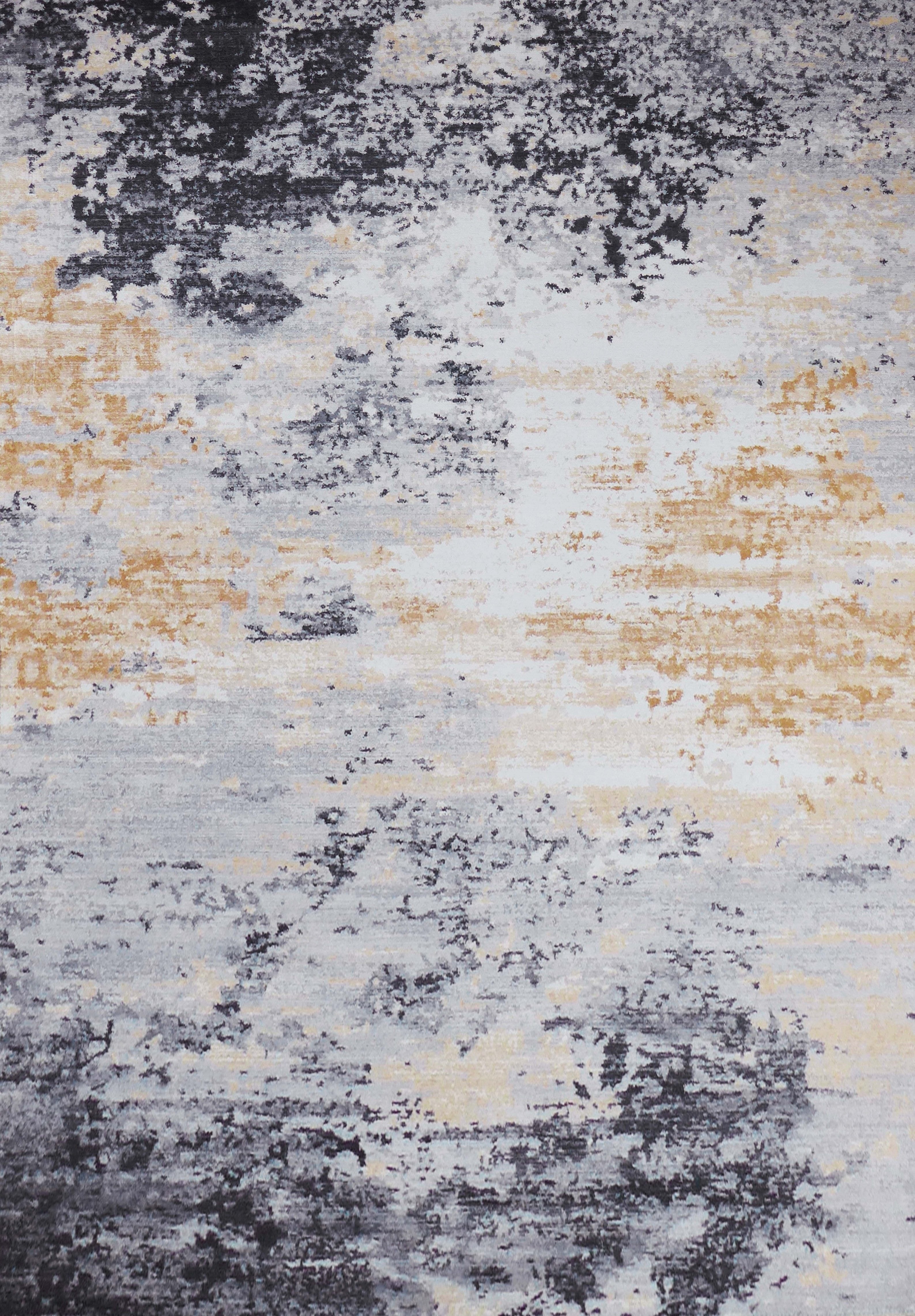 Soft Abstract Black Beige Yellow Cozy Comfortable Print Design Area Rug/ Carpet