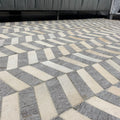 Geometric Chevron Ivory & Grey Cowhide Patchwork Rug - Handmade Leather Patchwork Cowhide PCH165