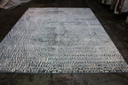 Soft Shiny Cozy Comfort Abstract Navy Blue Ivory Design Area Rug/ Carpet
