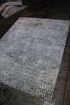 Soft Shiny Cozy Comfort Abstract Navy Blue Ivory Design Area Rug/ Carpet