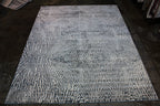 Soft Shiny Cozy Comfort Abstract Navy Blue Ivory Design Area Rug/ Carpet