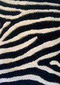 Zebra Animal Print Black & White Shag Long Pile Area Rug/Carpet