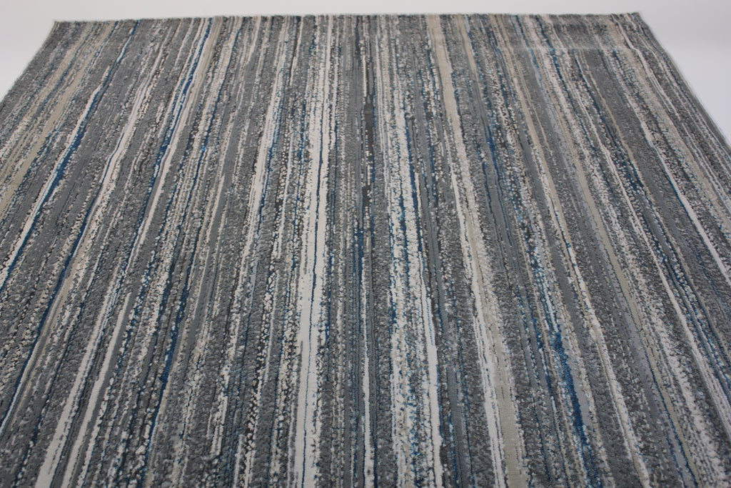 Shinny Shimmery Changing Lines Azure Blue Ultra Soft Cozy Area Rug/Carpet