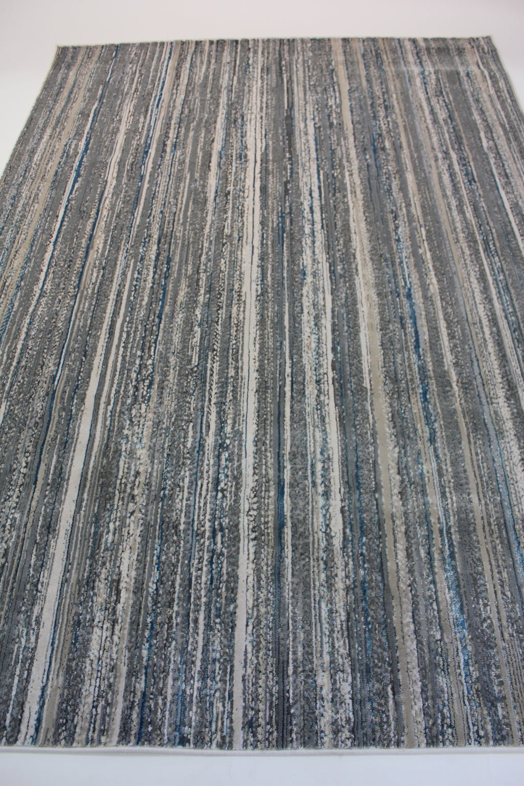 Shinny Shimmery Changing Lines Azure Blue Ultra Soft Cozy Area Rug/Carpet